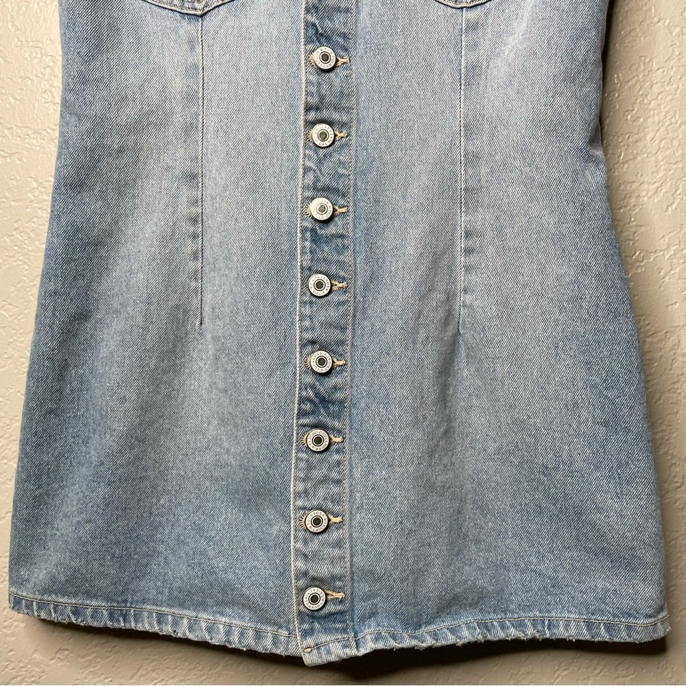 Tularosa Zoe Denim Dress Button Down V-Neckline Sleeveless Western - Picture 5 of 13